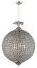Silver Unique Statement Three Light Metal and Crystal Glass Chandelier With Clear Shades