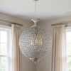 Silver Unique Statement Three Light Metal and Crystal Glass Chandelier With Clear Shades