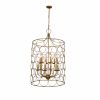 Gold Candle Style Twelve Light Metal Chandelier With Gold Shades