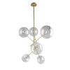 Antiqued Brass Sputnik Four Light Metal Chandelier With Clear Shades