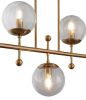 Brass Kitchen Island Five Light Metal and Transparent Glass Chandelier With Clear Shades