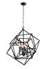 Black Unique Statement Four Light Metal Chandelier With Black Shades