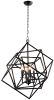 Black Unique Statement Four Light Metal Chandelier With Black Shades