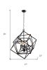 Black Unique Statement Four Light Metal Chandelier With Black Shades