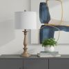 28" Rustic Taupe Cream Candlestick Table Lamp With White Shade