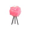21" Black And Pink Faux Feather Tripod Table Lamp