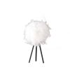 21" Black And White Faux Feather Tripod Table Lamp
