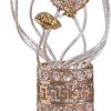 22" Silver And Rose Gold Metal And Acrylic Flowers Bedside Lamp
