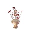 22" Silver and Clear Metal and Acrylic Red Rose Bedside Lamp