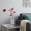 21" Silver and Clear Metal and Faux Crystal Geometric And Roses Bedside Lamp