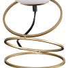 14" Gold Metal Geo Spiral Bedside Lamp With White Globe Shade