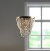 White And Gold Empire Three Light Metal and Beads Dimmable Chandelier