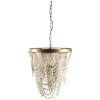 White And Gold Empire Three Light Metal and Beads Dimmable Chandelier