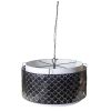 Charcoal Black And White Drum Metal Dimmable Chandelier With Black Shades