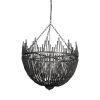 Black Unique Statement Four Light Metal and Beads Dimmable Chandelier