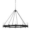 Black Candle Style Twelve Light Glass Dimmable Chandelier