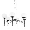 Black Sputnik Six Light Metal and Frosted Glass Dimmable Chandelier