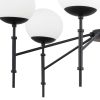 Black Sputnik Six Light Metal and Frosted Glass Dimmable Chandelier