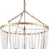 Gold And White Empire Three Light Metal and Beads Dimmable Chandelier