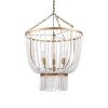 Gold And White Empire Three Light Metal and Beads Dimmable Chandelier