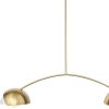 Brass Two Light Metal Dimmable Chandelier With White Shades