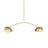 Brass Two Light Metal Dimmable Chandelier With White Shades
