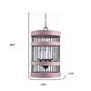 Black And Natural Wood and Metal Cylinder Three Light Dimmable Chandelier
