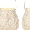 Set of Two 10" Beige Pierced Geometric Cordless Lantern Lamps