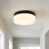11" Black Metal And Glass Flush Mount Ceiling Light