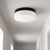 11" Black Metal And Glass Flush Mount Ceiling Light