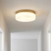 11" Brass Metal And Glass Flush Mount Ceiling Light