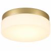 11" Brass Metal And Glass Flush Mount Ceiling Light