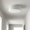 11" White Metal And Glass Flush Mount Ceiling Light