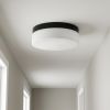 11" Black Metal And Frosted Glass Flush Mount Ceiling Light