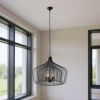 Black Four Light Metal Dimmable Chandelier With Black Shades