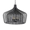 Black Four Light Metal Dimmable Chandelier With Black Shades