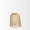 Gold Four Light Rattan Dimmable Chandelier With Gold Shades