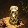 11" Black Metal Pierced Desk Lamp With Cylinder Shade