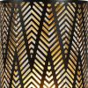 11" Black Metal Pierced Desk Lamp With Cylinder Shade