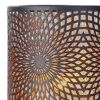 8" Black Metal Pierced Geometric Desk Lamp With Cylinder Shade
