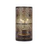 8" Black Metal Pierced Geometric Desk Lamp With Cylinder Shade