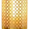 9" Gold Metal Pierced Novelty Desk Lamp With Cylinder Shade