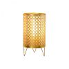 9" Gold Metal Pierced Novelty Desk Lamp With Cylinder Shade