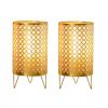 9" Gold Metal Pierced Novelty Desk Lamp With Cylinder Shade
