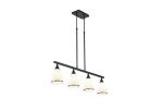 Black Kitchen Island Four Light Glass and Wrought Iron Frosted Glass Flush Chandelier With Black Shades