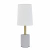 18" Gray Round Bedside Lamp With Drum Shade