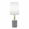 18" Gray Round Bedside Lamp With Drum Shade
