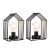 Set of Two 7" Black Novelty Desk Lamps With Cage Shades