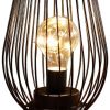 Set of Two 7" Black Metal Pierced Lantern Desk Lamps With Novelty Shades