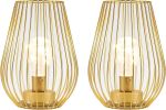 Set of Two 8" Gold Teardrop Desk Lamps With Cage Shades